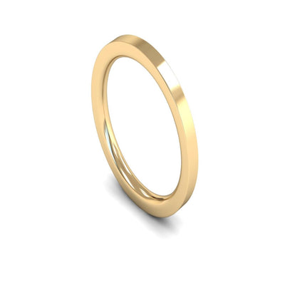 18ct Yellow Gold Edged Flat Court Wedding Ring 1.5mm - Heavy Weight