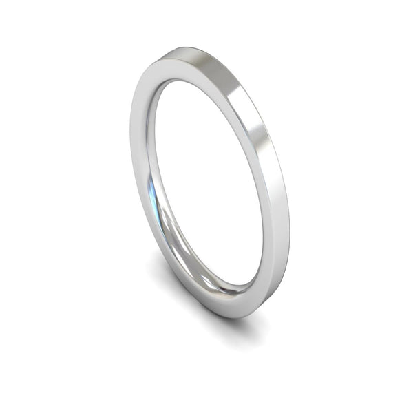 Platinum Edged Flat Court Wedding Ring 2.5mm - Heavy Weight