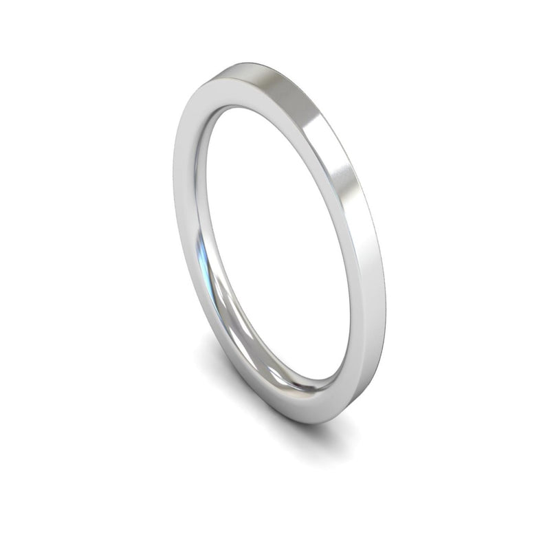 Platinum Edged Flat Court Wedding Ring 2.5mm - Heavy Weight