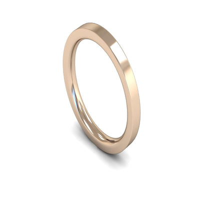 14ct Rose Gold Edged Flat Court Wedding Ring 2.5mm - Heavy Weight