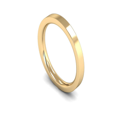 18ct Yellow Gold Edged Flat Court Wedding Ring 2.5mm - Heavy Weight