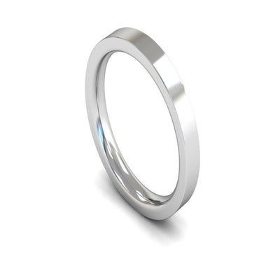 Platinum Edged Flat Court Wedding Ring 3mm - Heavy Weight