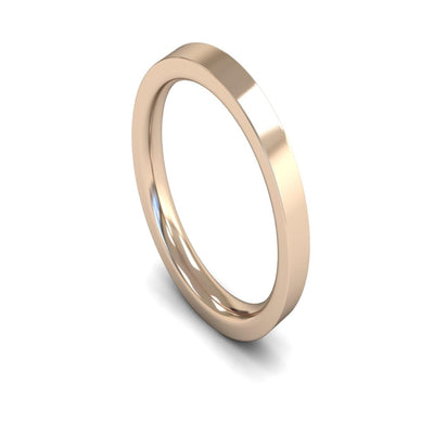 18ct Rose Gold Edged Flat Court Wedding Ring 3mm - Heavy Weight