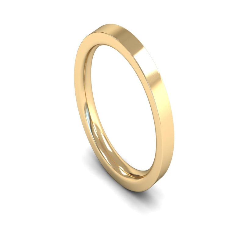 18ct Yellow Gold Edged Flat Court Wedding Ring 3mm - Heavy Weight