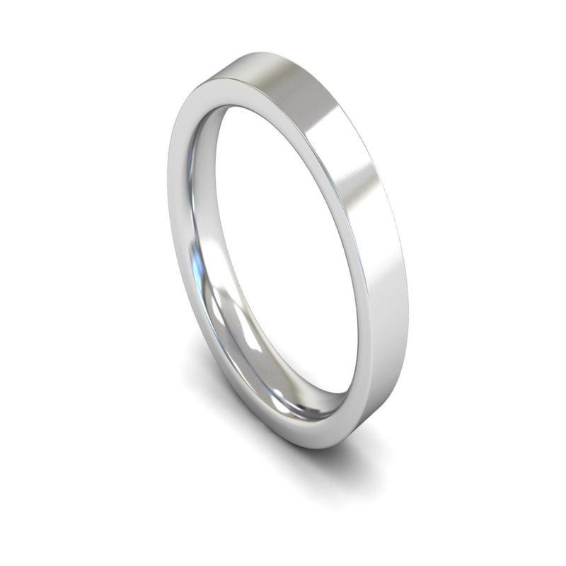 Platinum Edged Flat Court Wedding Ring 4mm - Heavy Weight