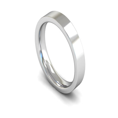 9ct White Gold Edged Flat Court Wedding Ring 4mm - Heavy Weight