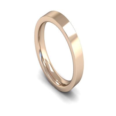 9ct Rose Gold Edged Flat Court Wedding Ring 4mm - Heavy Weight