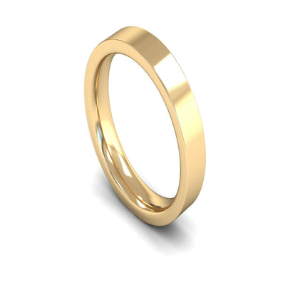 18ct Yellow Gold Edged Flat Court Wedding Ring 4mm - Heavy Weight