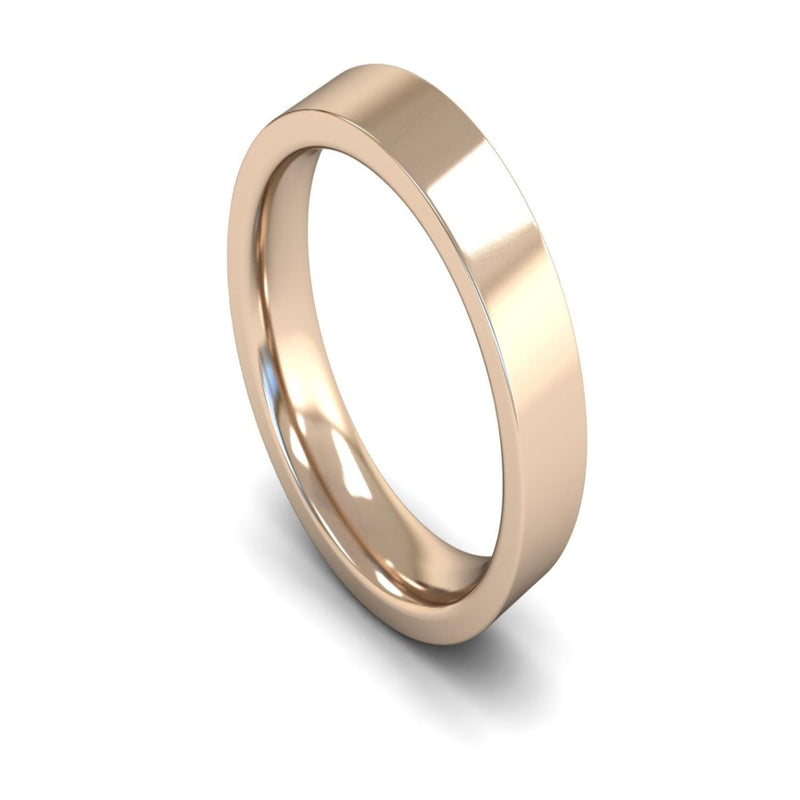 9ct Rose Gold Edged Flat Court Wedding Ring 5mm - Heavy Weight