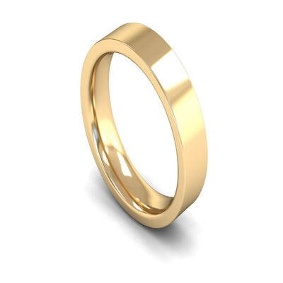 14ct Yellow Gold Edged Flat Court Wedding Ring 5mm - Heavy Weight