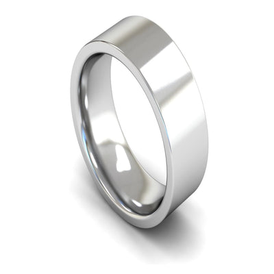 Platinum Edged Flat Court Wedding Ring 8mm - Heavy Weight