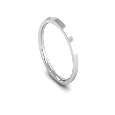 Platinum Edged Flat Court Wedding Ring 2mm - Light Weight