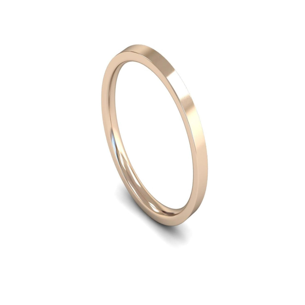 18ct Rose Gold Edged Flat Court Wedding Ring 1.5mm - Light Weight