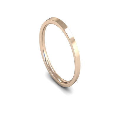 9ct Rose Gold Edged Flat Court Wedding Ring 1.5mm - Light Weight
