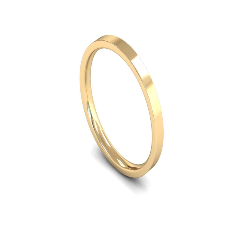14ct Yellow Gold Edged Flat Court Wedding Ring 1.5mm - Light Weight