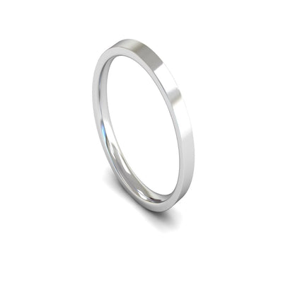 Platinum Edged Flat Court Wedding Ring 2.5mm - Light Weight