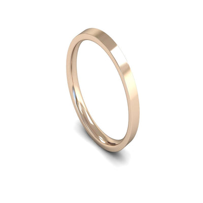 18ct Rose Gold Edged Flat Court Wedding Ring 2.5mm - Light Weight