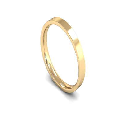 14ct Yellow Gold Edged Flat Court Wedding Ring 2.5mm - Light Weight