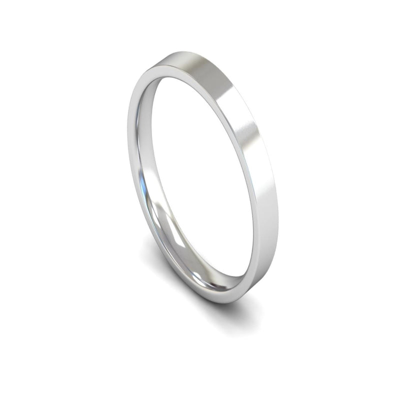 Platinum Edged Flat Court Wedding Ring 3mm - Light Weight