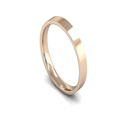 9ct Rose Gold Edged Flat Court Wedding Ring 3mm - Light Weight