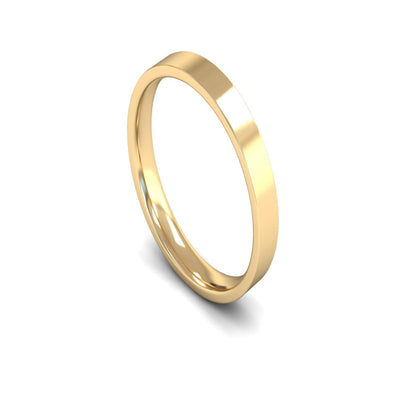 14ct Yellow Gold Edged Flat Court Wedding Ring 3mm - Light Weight