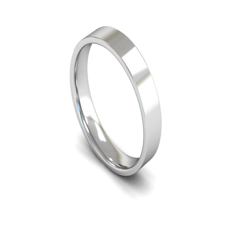 Platinum Edged Flat Court Wedding Ring 4mm - Light Weight