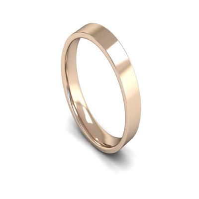 9ct Rose Gold Edged Flat Court Wedding Ring 4mm - Light Weight