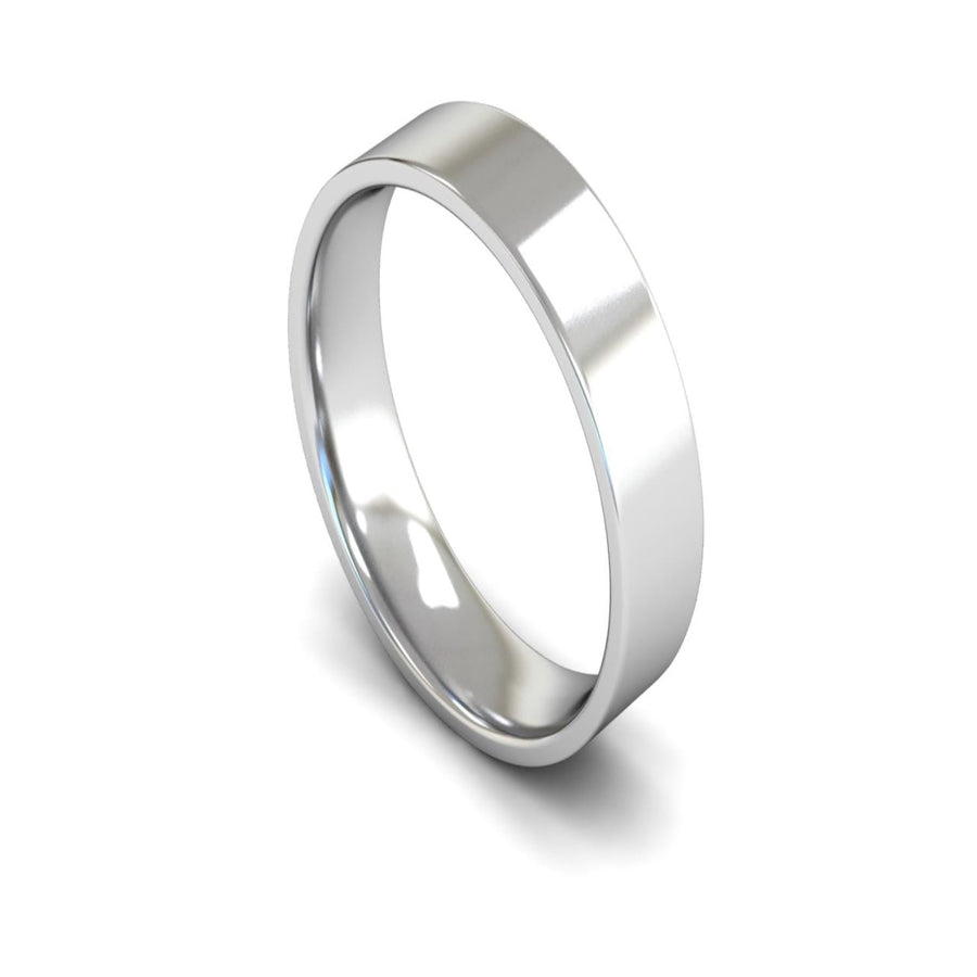 14ct White Gold Edged Flat Court Wedding Ring 5mm - Light Weight