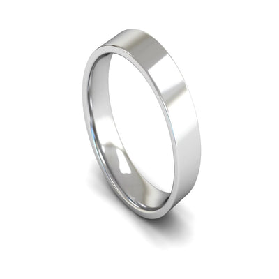 9ct White Gold Edged Flat Court Wedding Ring 5mm - Light Weight
