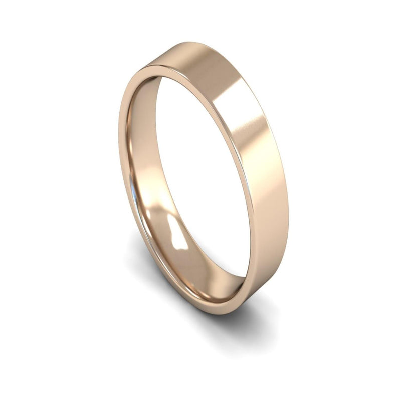9ct Rose Gold Edged Flat Court Wedding Ring 5mm - Light Weight