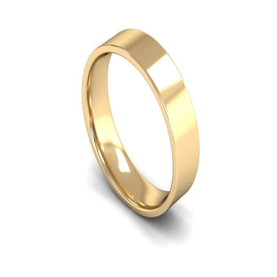 14ct Yellow Gold Edged Flat Court Wedding Ring 5mm - Light Weight