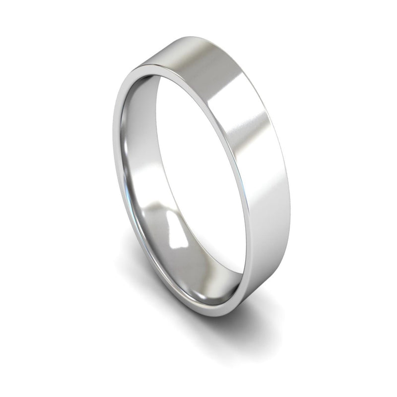 Platinum Edged Flat Court Wedding Ring 6mm - Light Weight