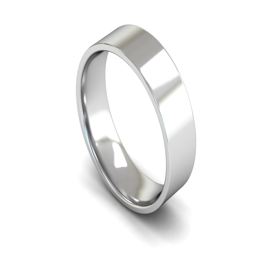 14ct White Gold Edged Flat Court Wedding Ring 6mm - Light Weight