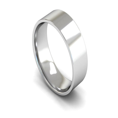 Platinum Edged Flat Court Wedding Ring 7mm - Light Weight
