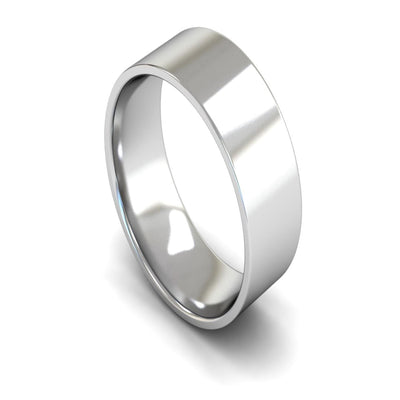 Platinum Edged Flat Court Wedding Ring 8mm - Light Weight