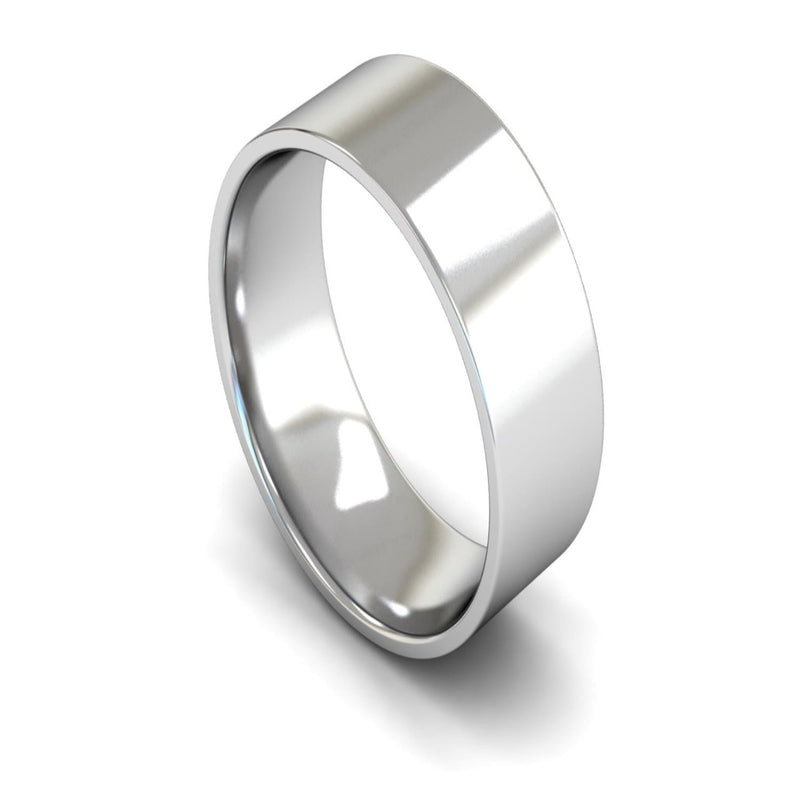 Platinum Edged Flat Court Wedding Ring 9mm - Light Weight