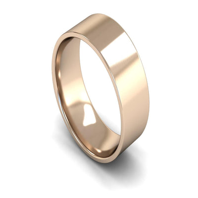 9ct Rose Gold Edged Flat Court Wedding Ring 9mm - Light Weight