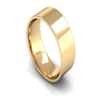 14ct Yellow Gold Edged Flat Court Wedding Ring 9mm - Light Weight