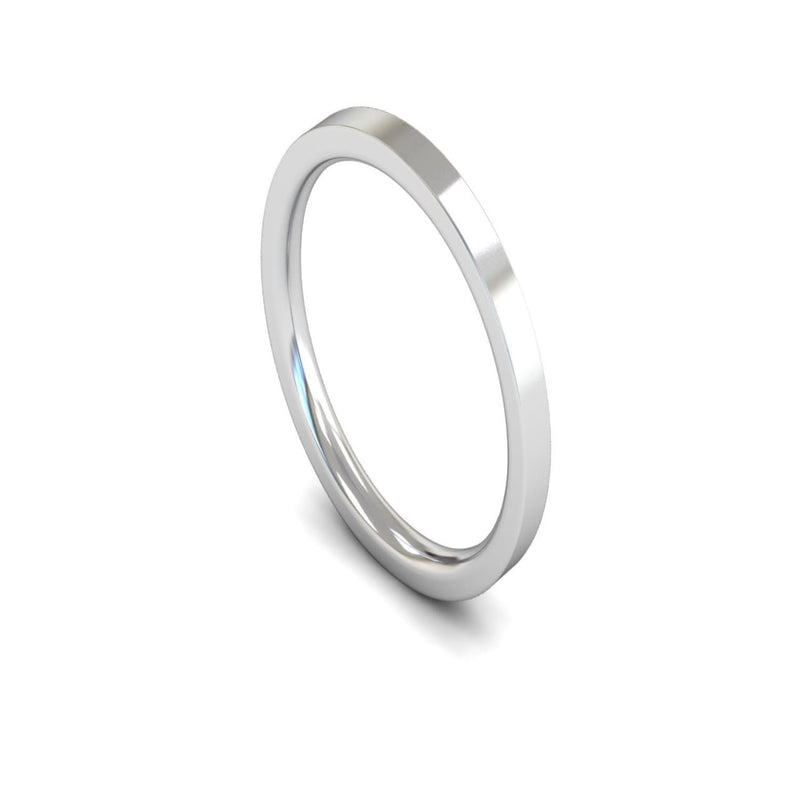 Platinum Edged Flat Court Wedding Ring 2mm - Medium Weight