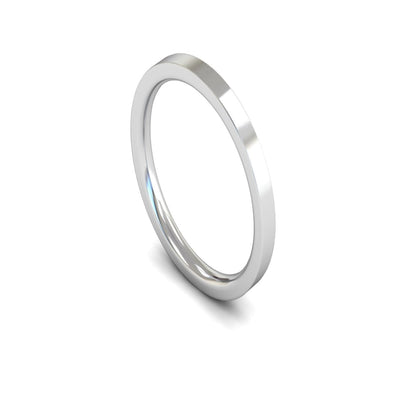 Platinum Edged Flat Court Wedding Ring 1.5mm - Medium Weight