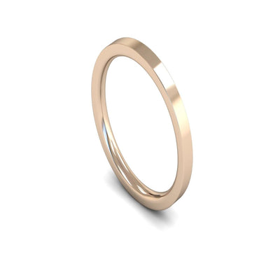 14ct Rose Gold Edged Flat Court Wedding Ring 1.5mm - Medium Weight