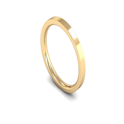 18ct Yellow Gold Edged Flat Court Wedding Ring 1.5mm - Medium Weight