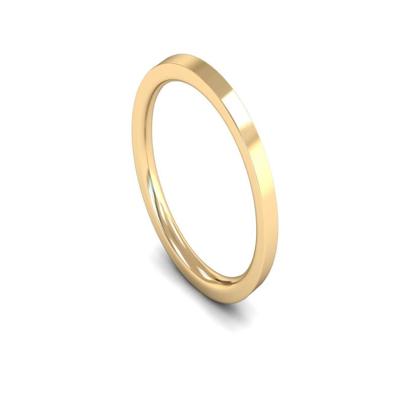 18ct Yellow Gold Edged Flat Court Wedding Ring 1.5mm - Medium Weight