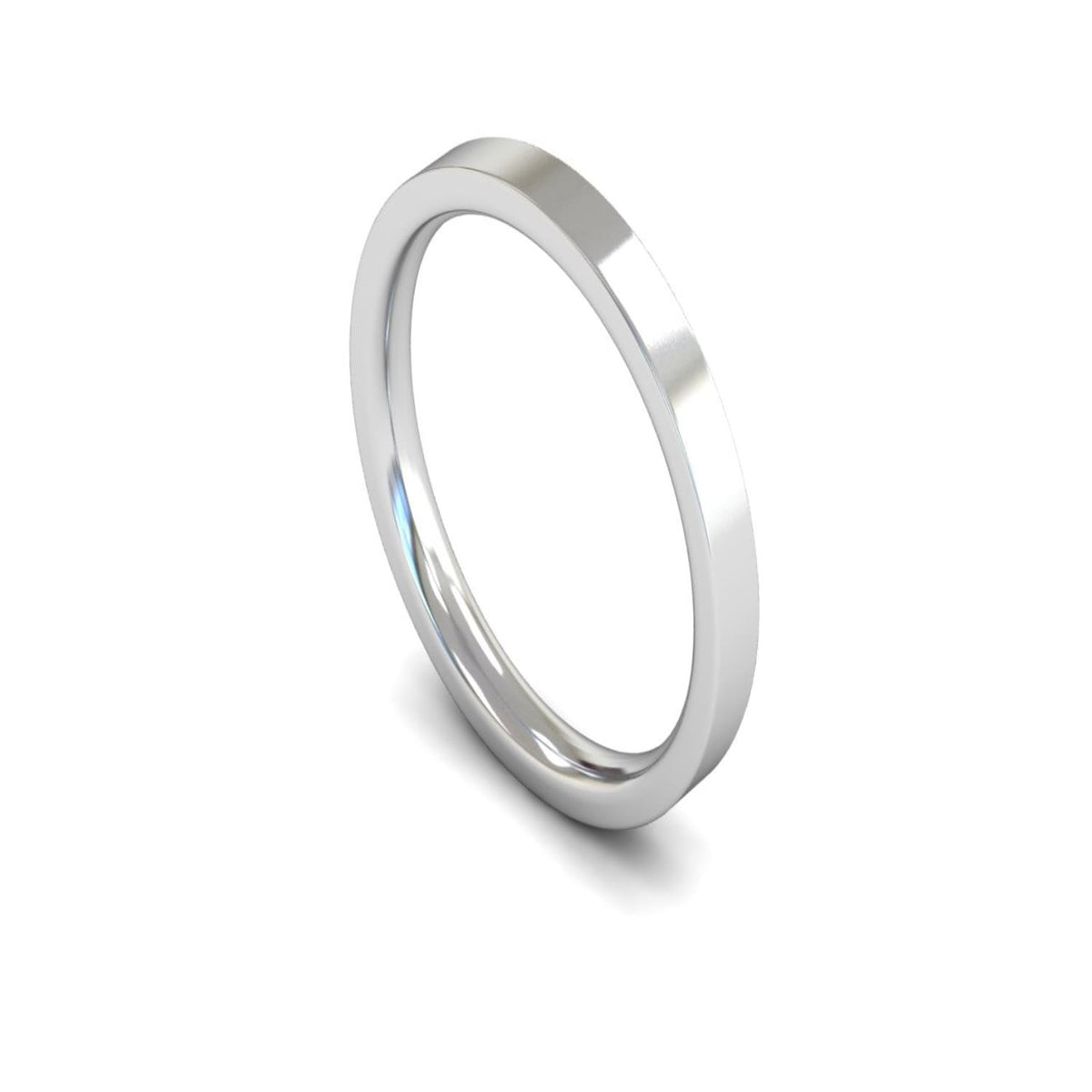 Platinum Edged Flat Court Wedding Ring 2.5mm - Medium Weight