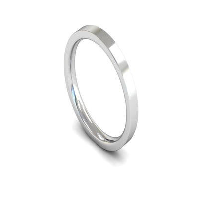 Platinum Edged Flat Court Wedding Ring 2.5mm - Medium Weight