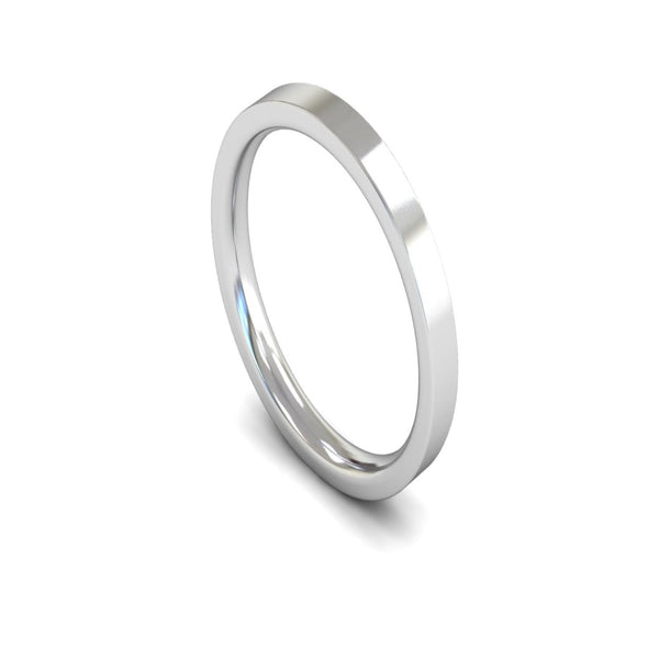 Platinum Edged Flat Court Wedding Ring 2.5mm - Medium Weight
