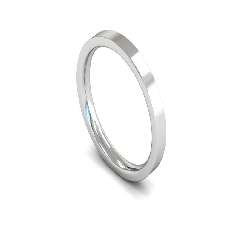 Platinum Edged Flat Court Wedding Ring 2.5mm - Medium Weight