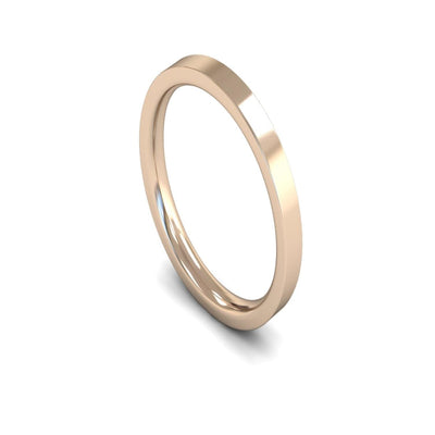 14ct Rose Gold Edged Flat Court Wedding Ring 2.5mm - Medium Weight