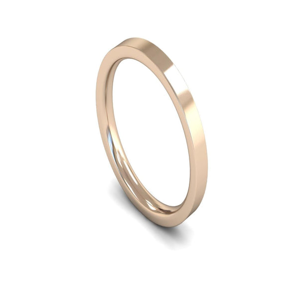 9ct Rose Gold Edged Flat Court Wedding Ring 2.5mm - Medium Weight