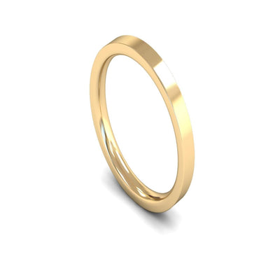 18ct Yellow Gold Edged Flat Court Wedding Ring 2.5mm - Medium Weight